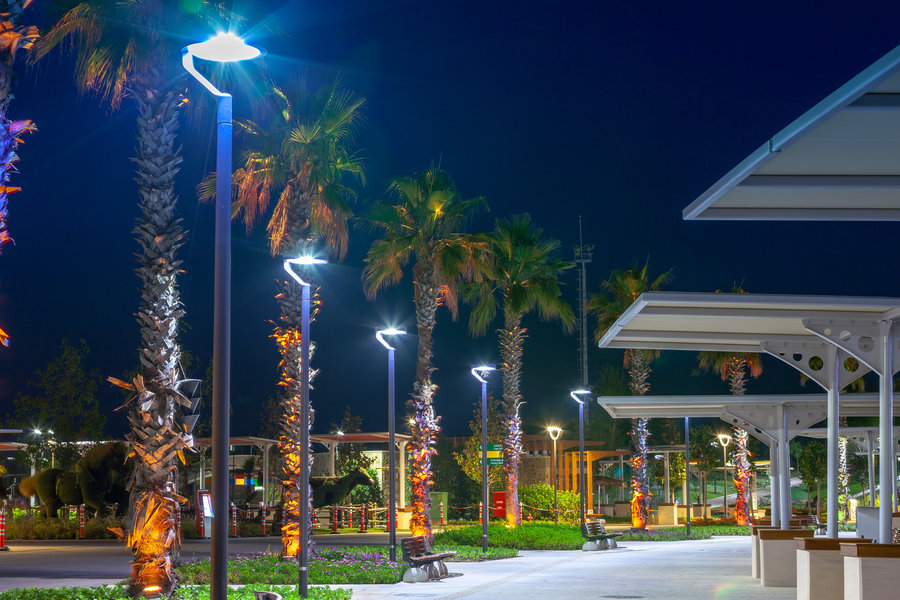 Eclairage public résidentiel LED, poteau mat éclairage, lampadaire extérieur, Antalya Expo Turquie luminaire