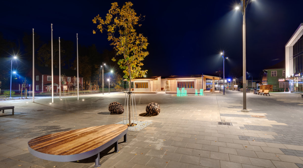Selux Lighting - Olivio system luminares with wooden pole - Kärdla - LED outdoor luminaire - Estonia